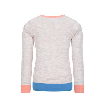 Beige - Back - Mountain Warehouse Childrens-Kids Colour Block Merino Wool Base Layer Set