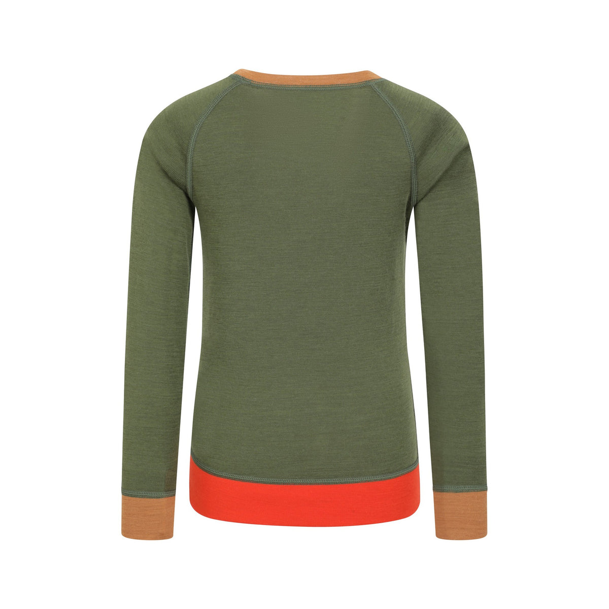 Khaki Green - Back - Mountain Warehouse Childrens-Kids Colour Block Merino Wool Base Layer Set