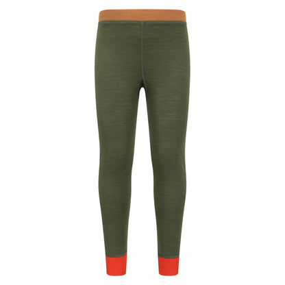 Khaki Green - Lifestyle - Mountain Warehouse Childrens-Kids Colour Block Merino Wool Base Layer Set