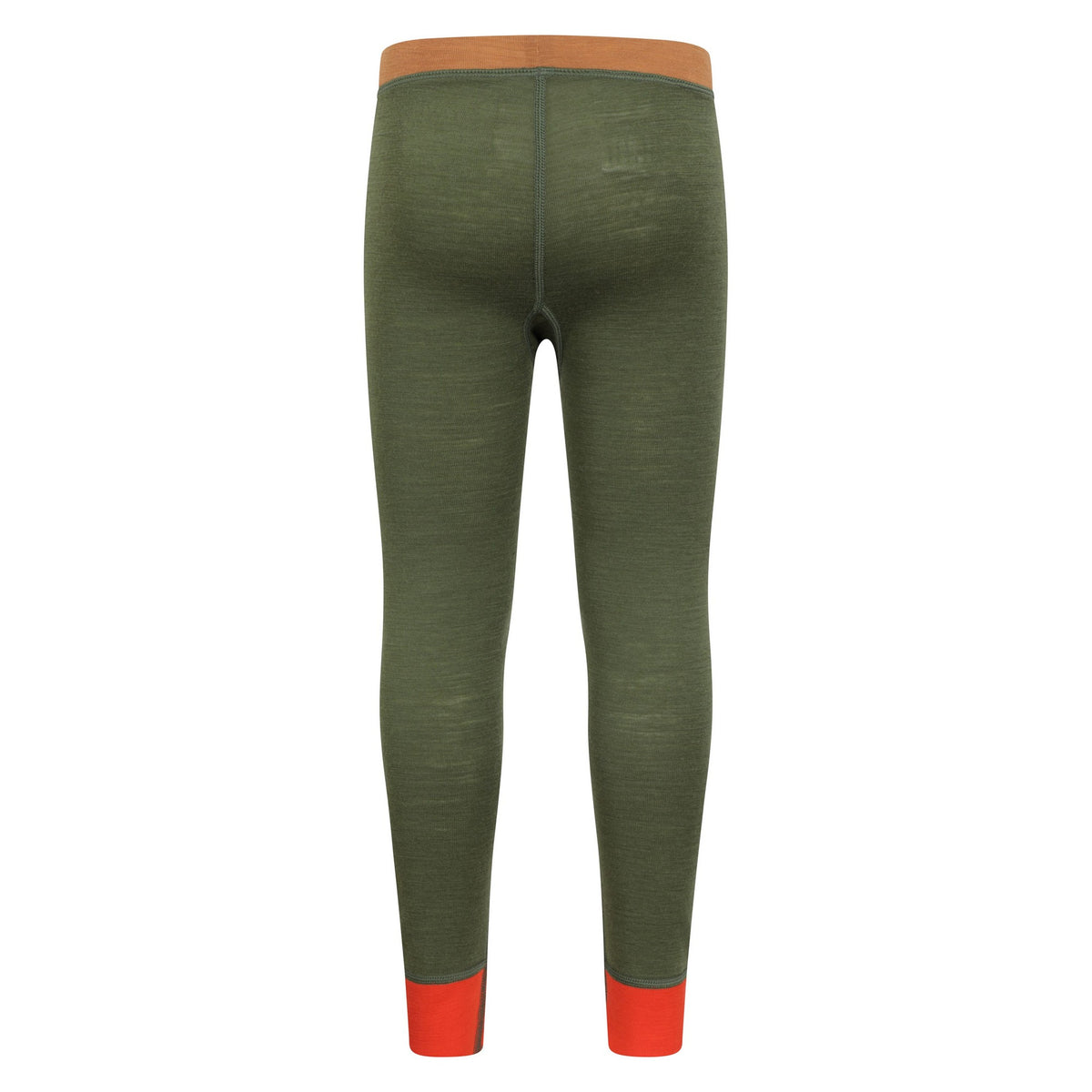 Khaki Green - Pack Shot - Mountain Warehouse Childrens-Kids Colour Block Merino Wool Base Layer Set