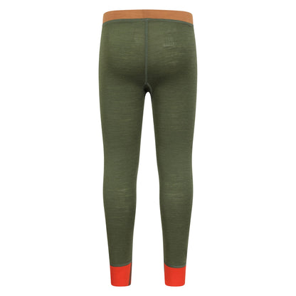 Khaki Green - Pack Shot - Mountain Warehouse Childrens-Kids Colour Block Merino Wool Base Layer Set
