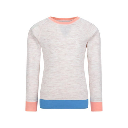 Beige - Side - Mountain Warehouse Childrens-Kids Colour Block Merino Wool Base Layer Set