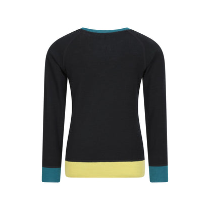 Black - Back - Mountain Warehouse Childrens-Kids Colour Block Merino Wool Base Layer Set