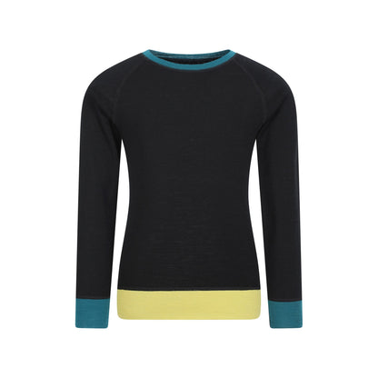 Black - Side - Mountain Warehouse Childrens-Kids Colour Block Merino Wool Base Layer Set