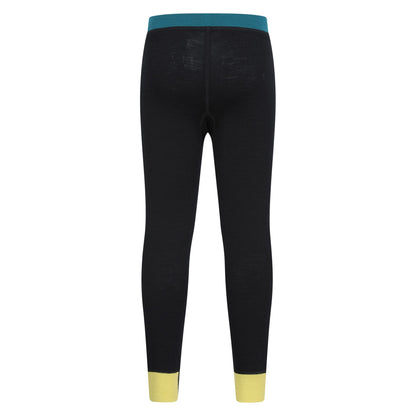 Black - Pack Shot - Mountain Warehouse Childrens-Kids Colour Block Merino Wool Base Layer Set