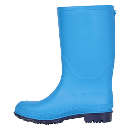 Blue - Side - Mountain Warehouse Childrens-Kids Plain Wellington Boots