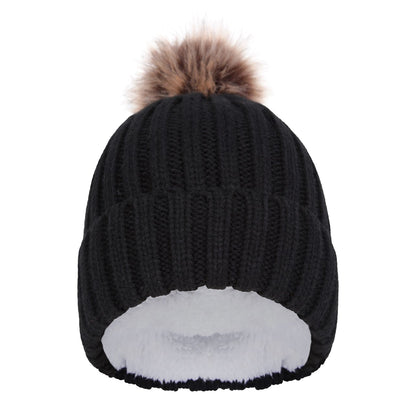 Jet Black - Front - Mountain Warehouse Womens-Ladies Geneva Borg Lined Beanie