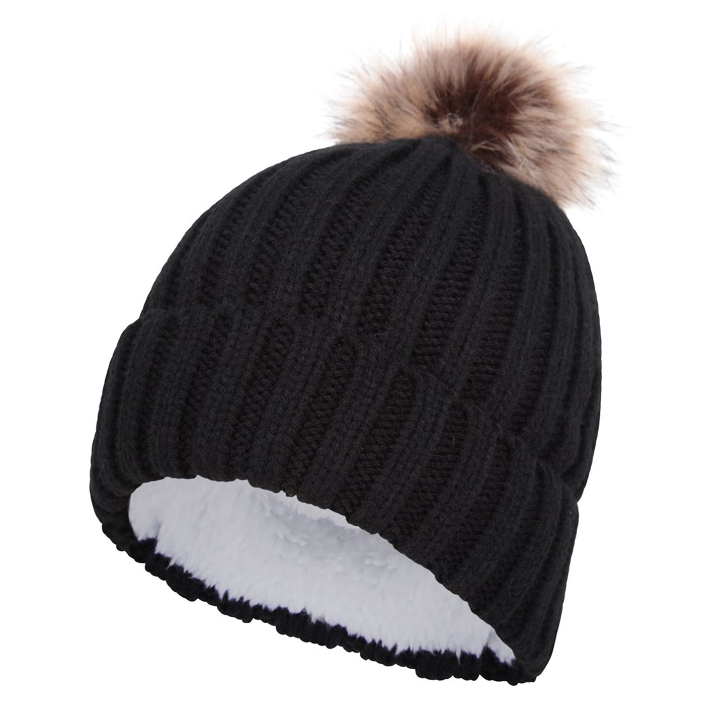 Jet Black - Side - Mountain Warehouse Womens-Ladies Geneva Borg Lined Beanie