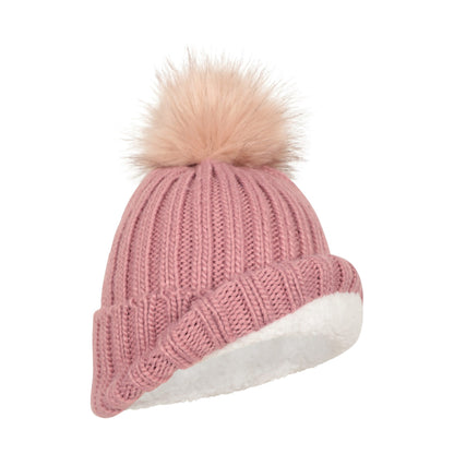 Pale Pink - Close up - Mountain Warehouse Womens-Ladies Geneva Borg Lined Beanie