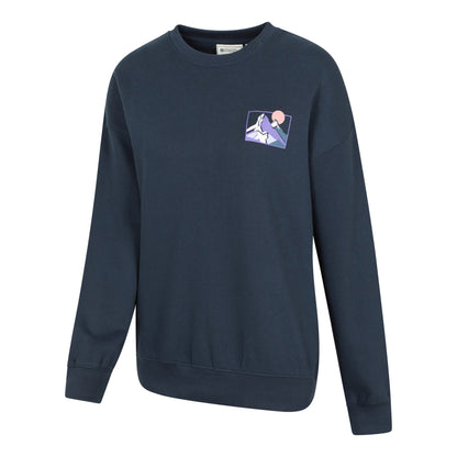 Dark Blue - Pack Shot - Mountain Warehouse Womens-Ladies Text Relaxed Fit Jumper