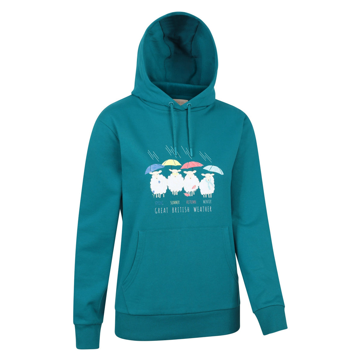 Teal - Side - Mountain Warehouse Womens-Ladies Great British Weather Regular Hoodie