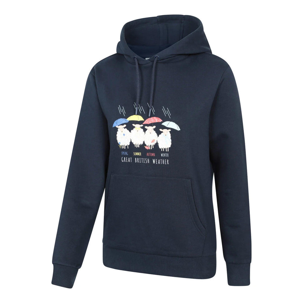 Navy - Side - Mountain Warehouse Womens-Ladies Great British Weather Regular Hoodie