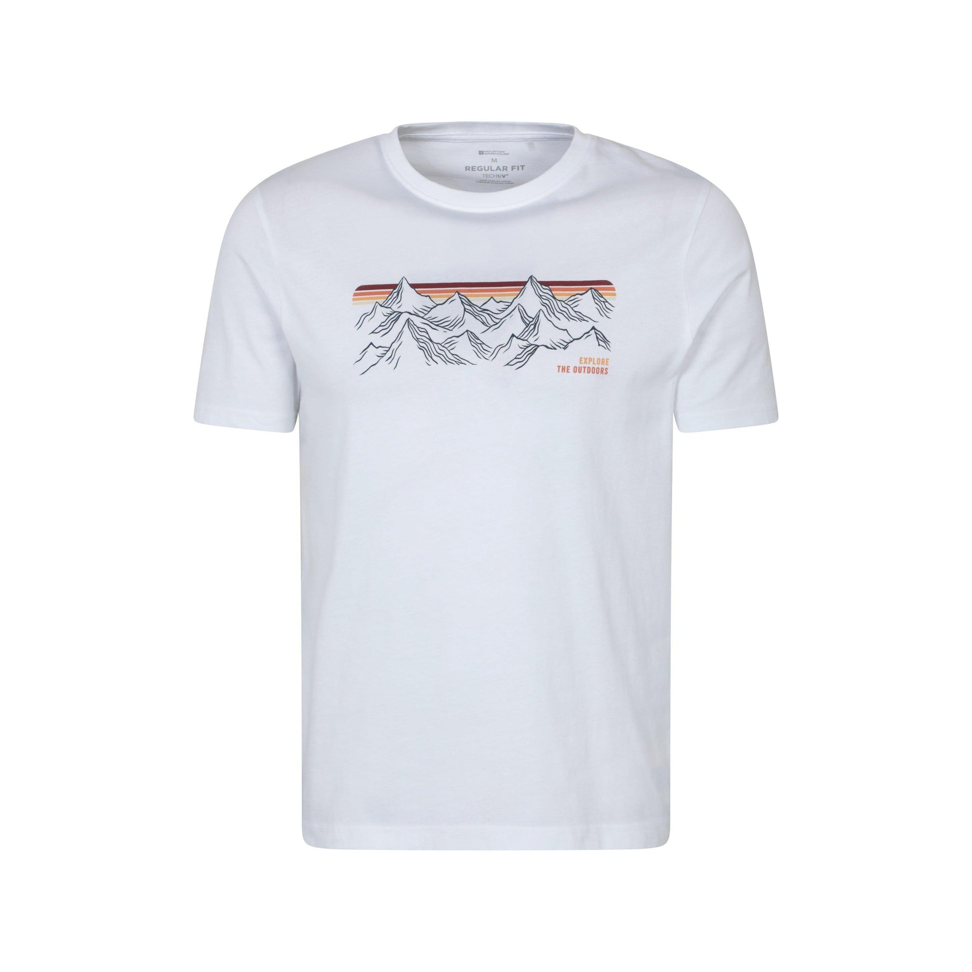 White - Front - Mountain Warehouse Mens Mountain Stripes T-Shirt
