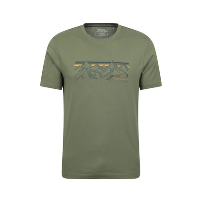 Khaki Green - Front - Mountain Warehouse Mens Mountain Stripes T-Shirt