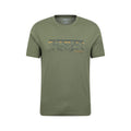 Khaki Green - Front - Mountain Warehouse Mens Mountain Stripes T-Shirt