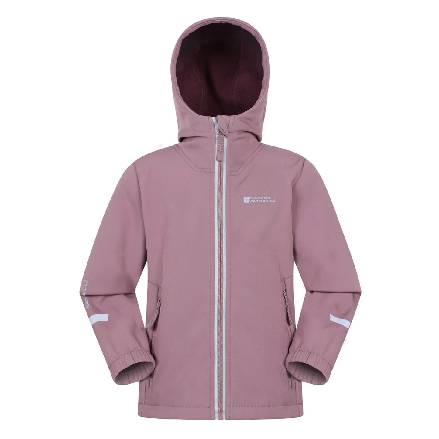 Dusky Purple - Front - Mountain Warehouse Childrens-Kids Huxley Reflective Soft Shell Jacket