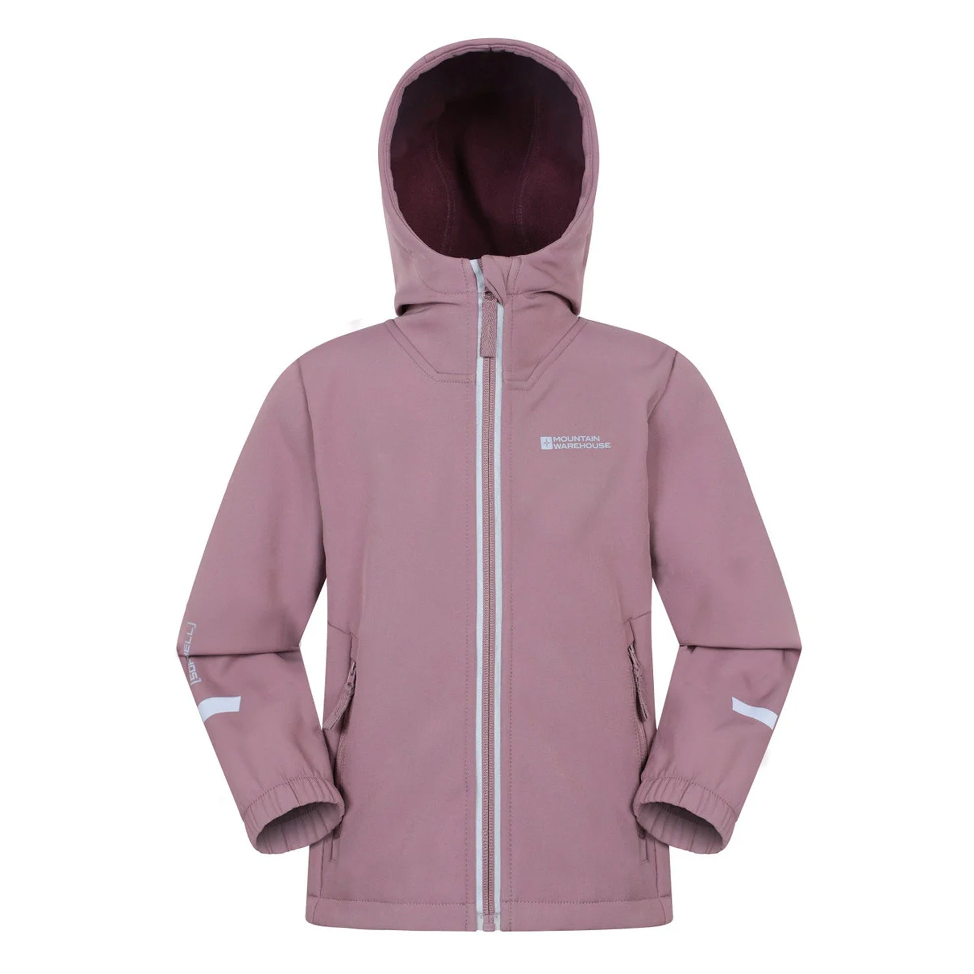 Dusky Purple - Front - Mountain Warehouse Childrens-Kids Huxley Reflective Soft Shell Jacket