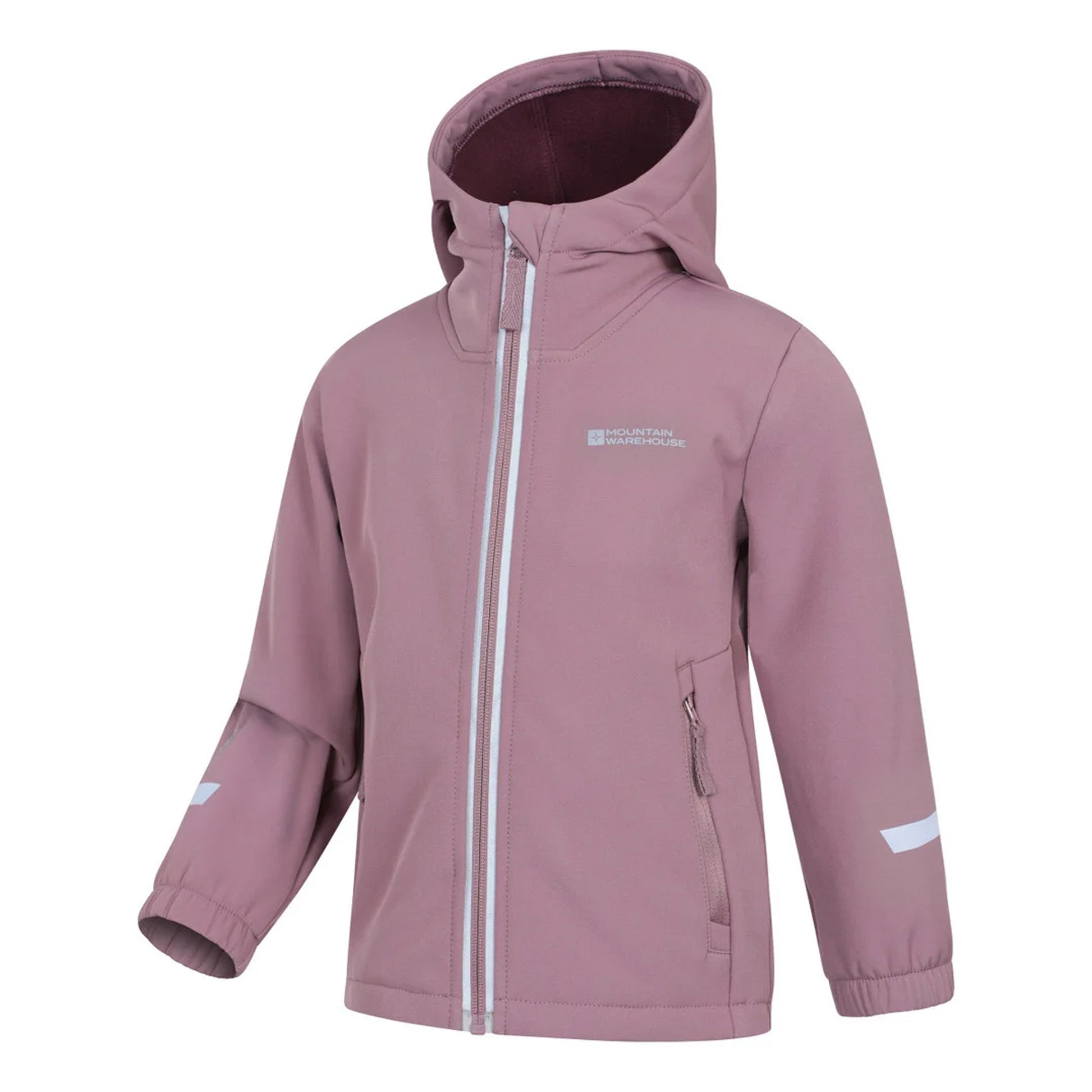 Dusky Purple - Side - Mountain Warehouse Childrens-Kids Huxley Reflective Soft Shell Jacket