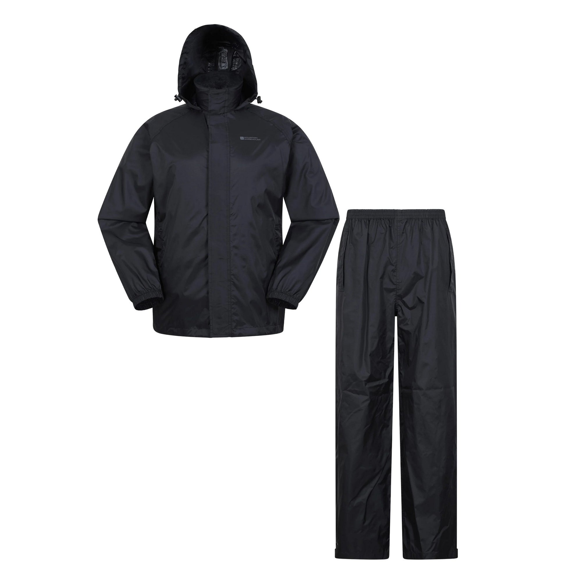 Black - Front - Mountain Warehouse Mens Pakka Jacket and Trousers Set
