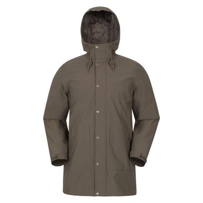 Dark Beige - Front - Mountain Warehouse Mens Fleece Lined Waterproof Jacket