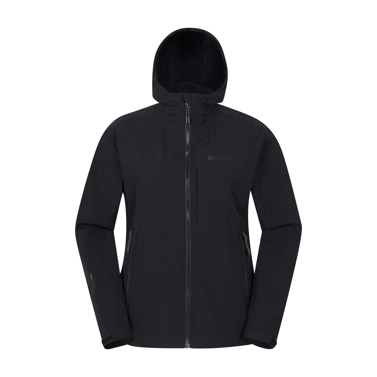 Black - Front - Mountain Warehouse Womens-Ladies Retreat Packable Soft Shell Jacket