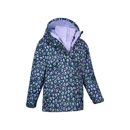 Navy - Side - Mountain Warehouse Childrens-Kids Aries 3 in 1 Waterproof Jacket