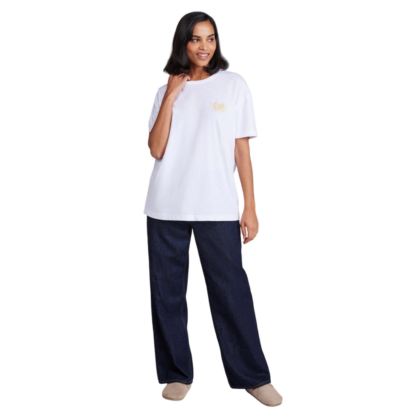 White - Side - Animal Womens-Ladies Leena Text Boxy T-Shirt