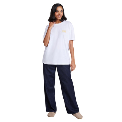 White - Side - Animal Womens-Ladies Leena Text Boxy T-Shirt