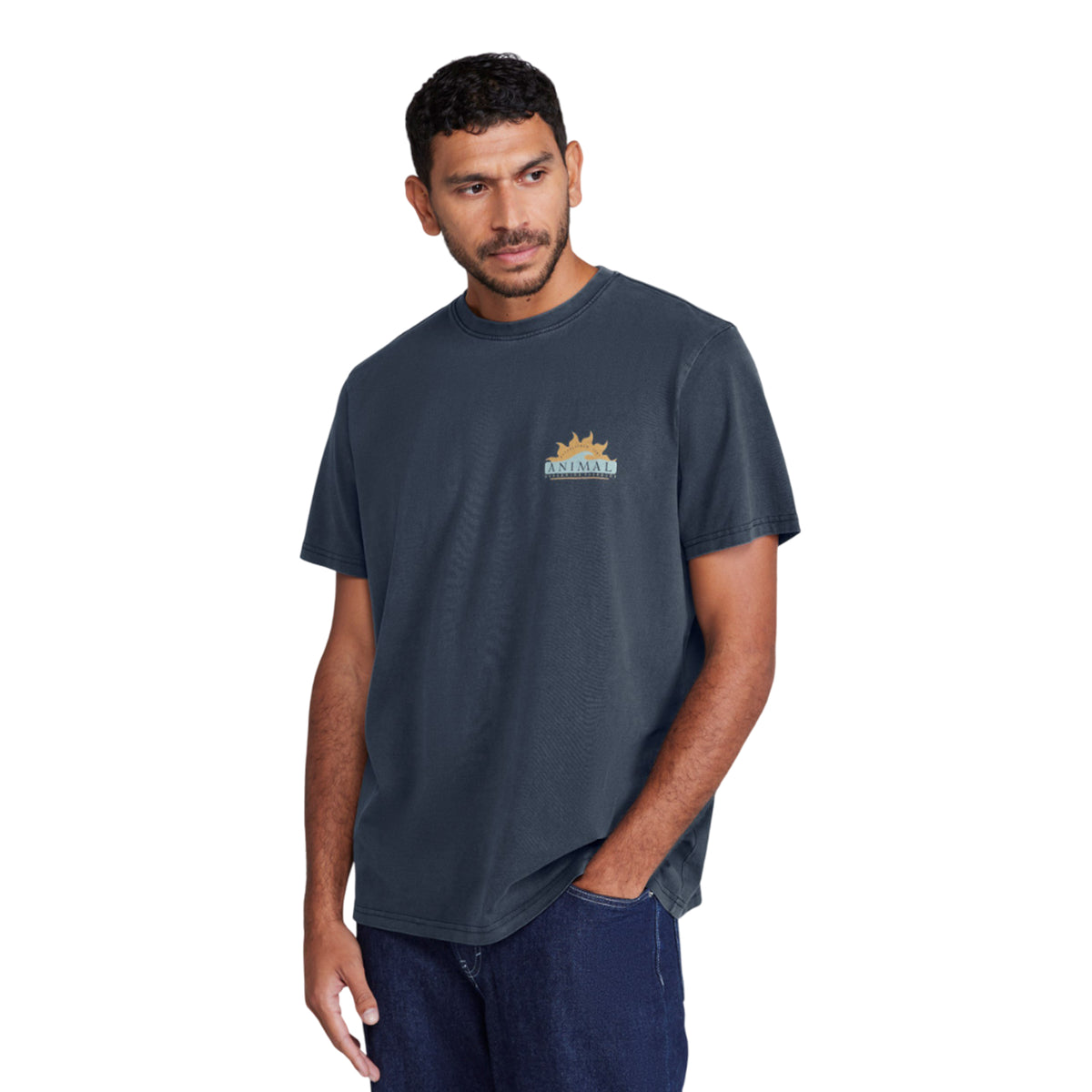 Navy - Side - Animal Mens Chase Sun Relaxed Fit T-Shirt