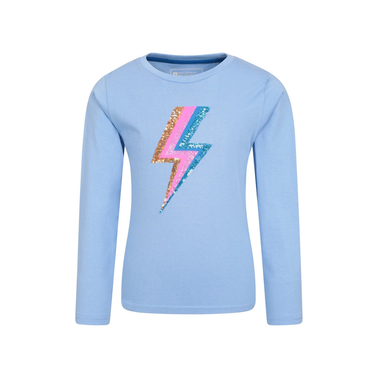 Blue - Front - Mountain Warehouse Childrens-Kids Lightning Bolt Organic Sequins Long-Sleeved T-Shirt