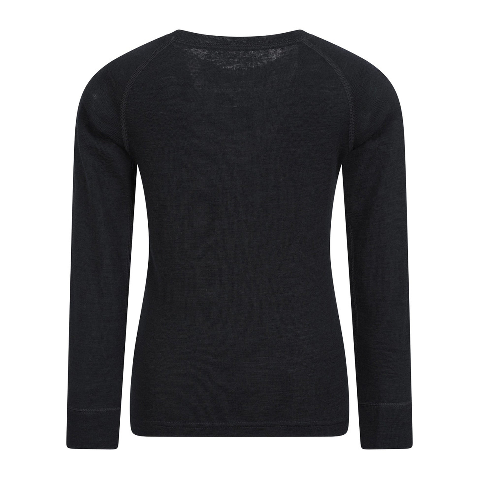 Black - Back - Mountain Warehouse Childrens-Kids Merino II Round Neck Base Layer Top