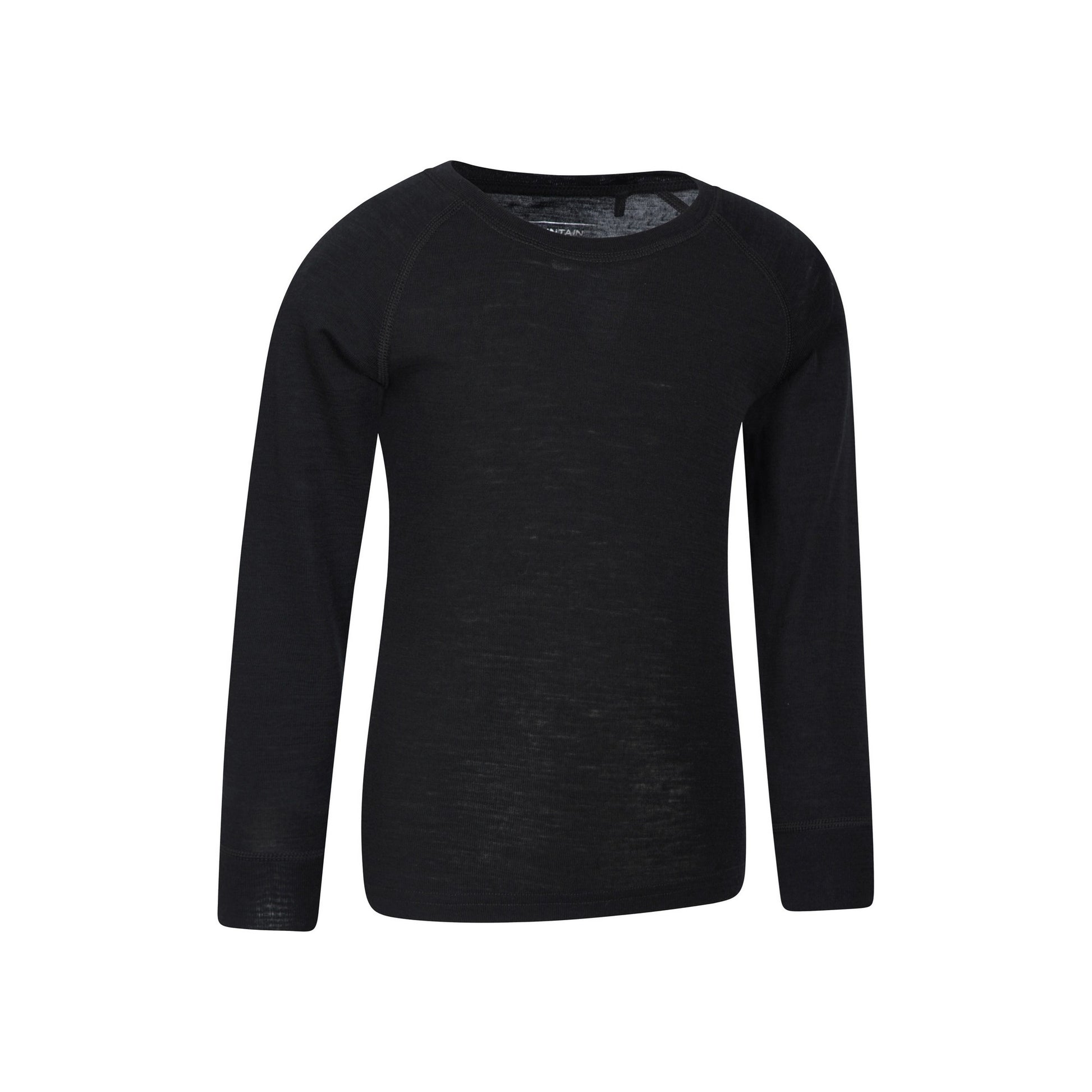 Black - Side - Mountain Warehouse Childrens-Kids Merino II Round Neck Base Layer Top