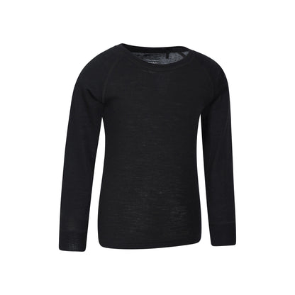 Black - Side - Mountain Warehouse Childrens-Kids Merino II Round Neck Base Layer Top