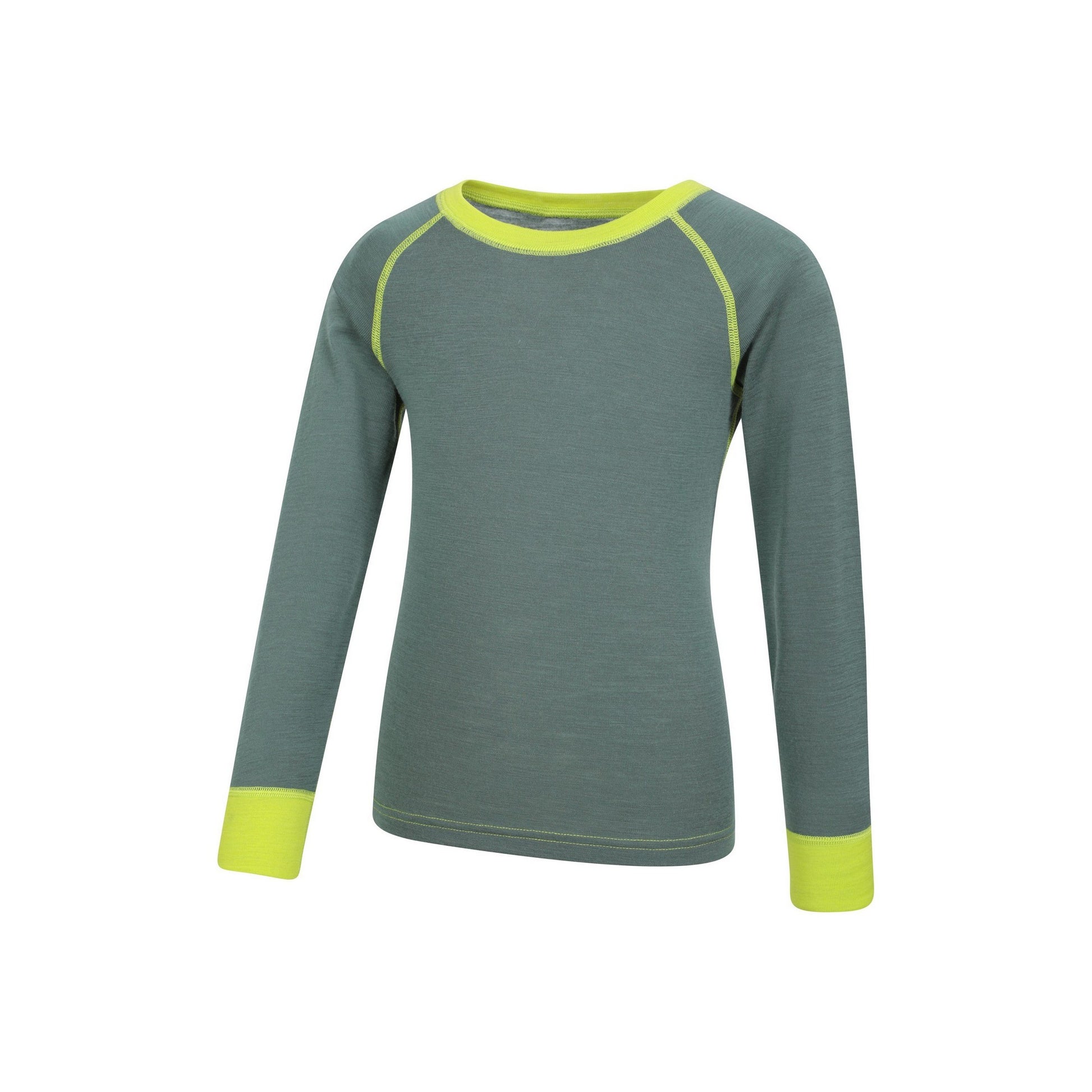 Khaki Green - Lifestyle - Mountain Warehouse Childrens-Kids Merino II Round Neck Base Layer Top