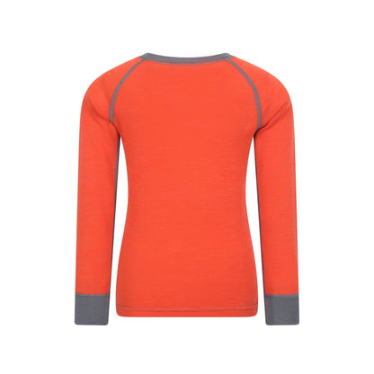 Orange - Back - Mountain Warehouse Childrens-Kids Merino II Round Neck Base Layer Top
