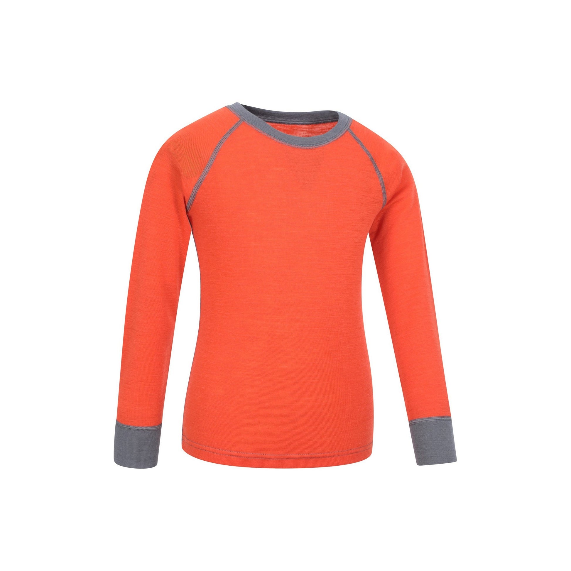 Orange - Side - Mountain Warehouse Childrens-Kids Merino II Round Neck Base Layer Top