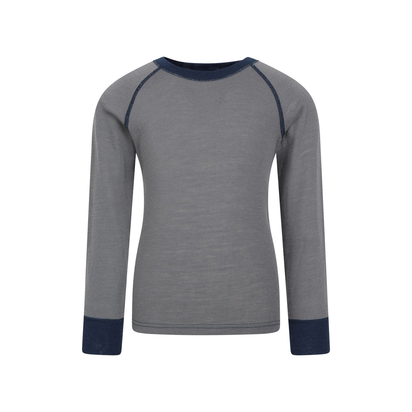 Grey - Front - Mountain Warehouse Childrens-Kids Merino II Round Neck Base Layer Top