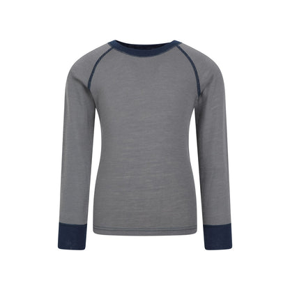 Grey - Front - Mountain Warehouse Childrens-Kids Merino II Round Neck Base Layer Top