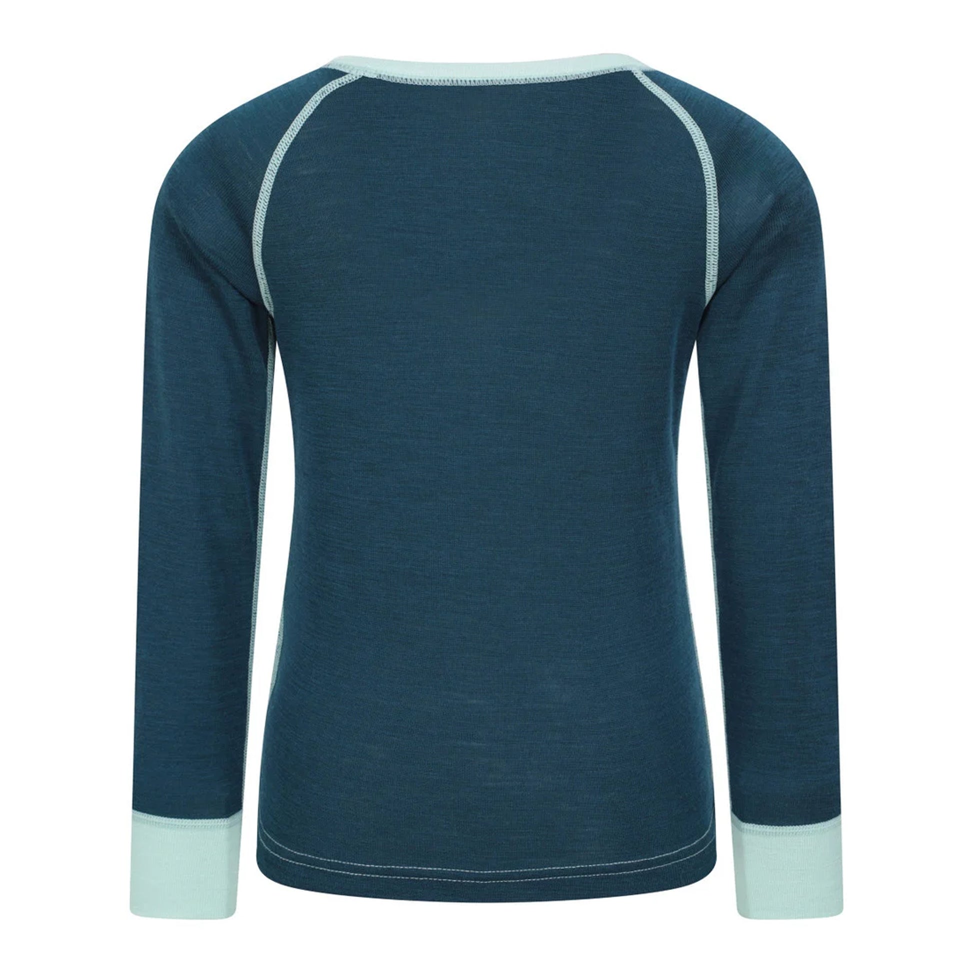 Teal - Back - Mountain Warehouse Childrens-Kids Merino II Round Neck Base Layer Top