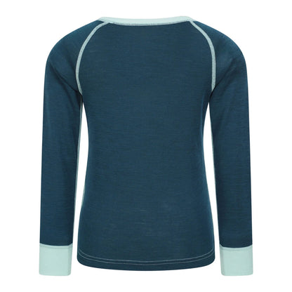 Teal - Back - Mountain Warehouse Childrens-Kids Merino II Round Neck Base Layer Top