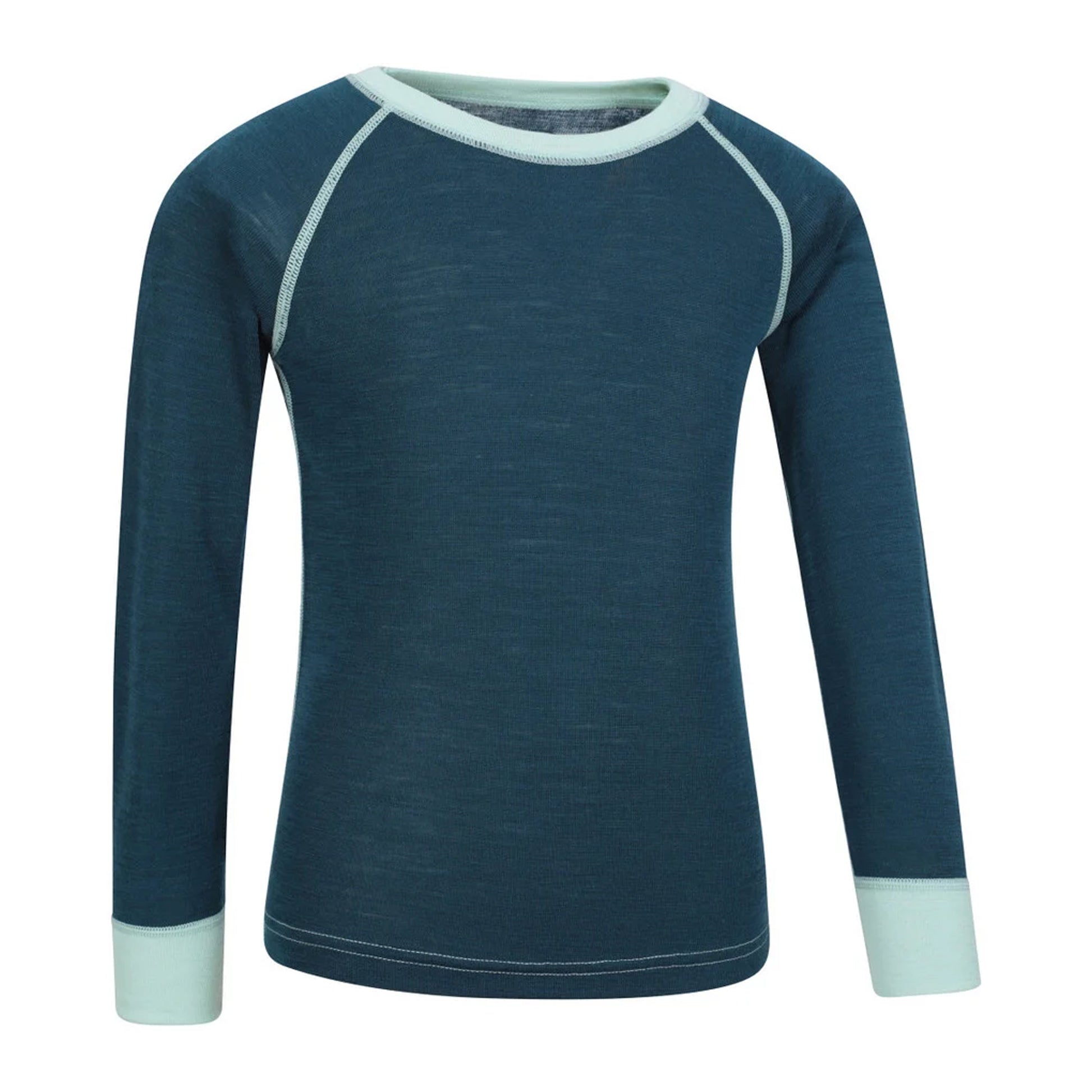 Teal - Side - Mountain Warehouse Childrens-Kids Merino II Round Neck Base Layer Top