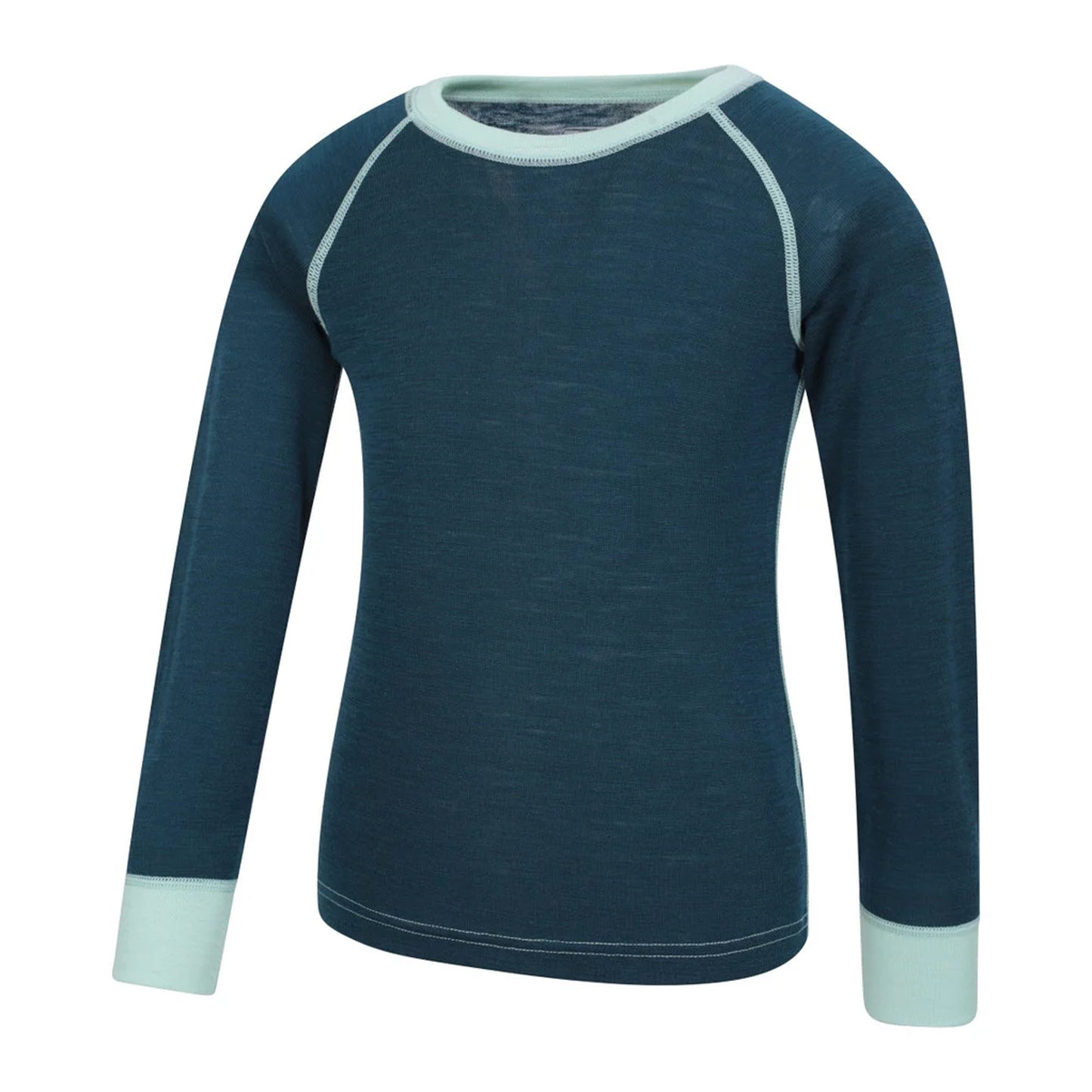 Teal - Lifestyle - Mountain Warehouse Childrens-Kids Merino II Round Neck Base Layer Top