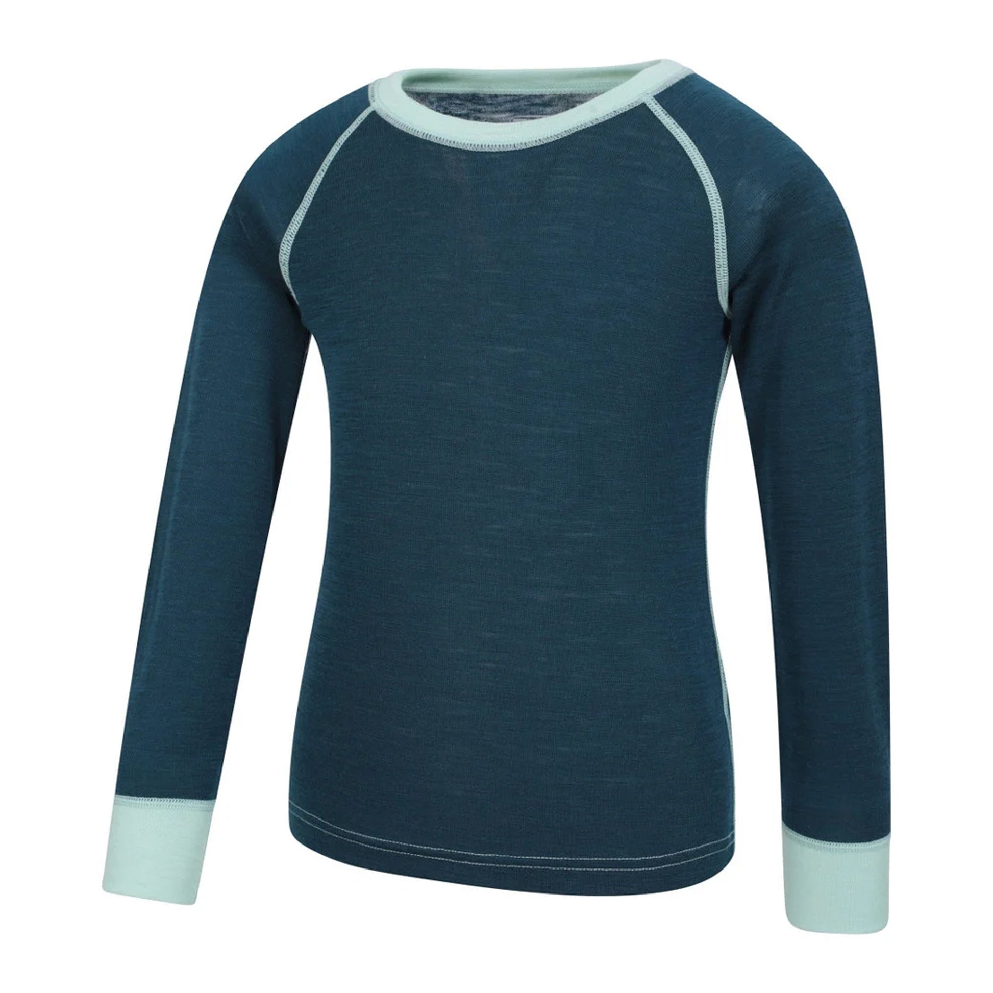 Teal - Lifestyle - Mountain Warehouse Childrens-Kids Merino II Round Neck Base Layer Top