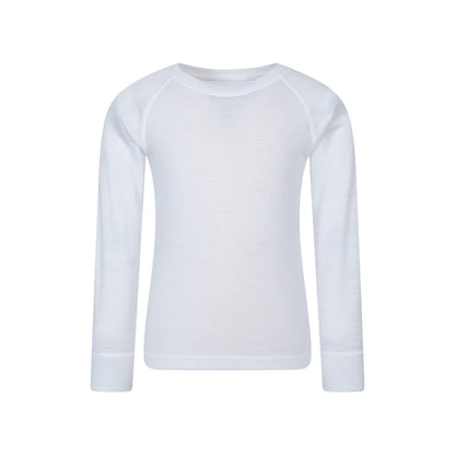 White - Front - Mountain Warehouse Childrens-Kids Merino II Round Neck Base Layer Top