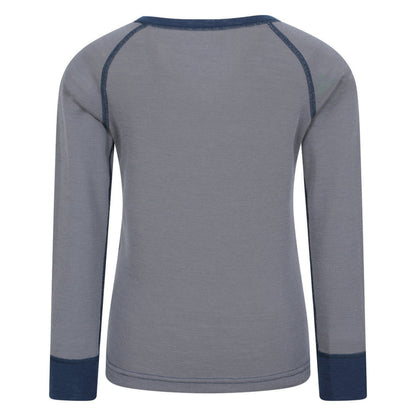 Grey - Back - Mountain Warehouse Childrens-Kids Merino II Round Neck Base Layer Top