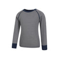 Grey - Side - Mountain Warehouse Childrens-Kids Merino II Round Neck Base Layer Top