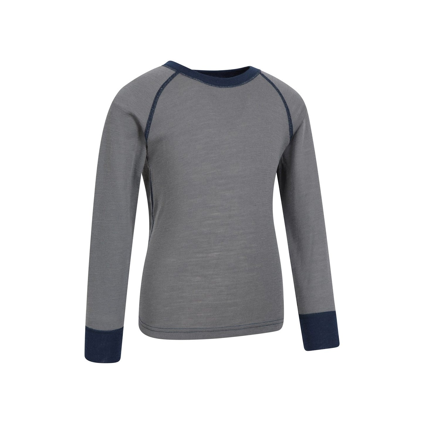 Grey - Side - Mountain Warehouse Childrens-Kids Merino II Round Neck Base Layer Top