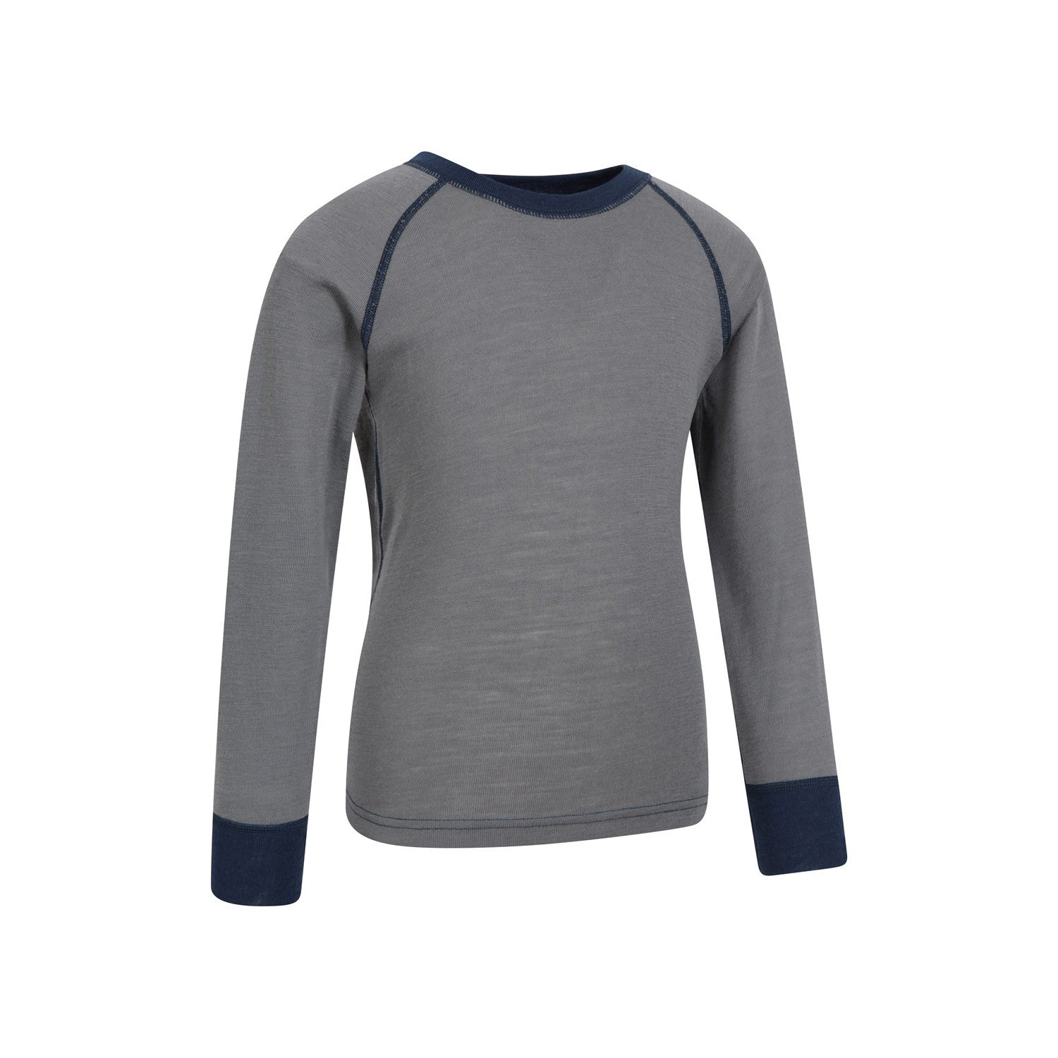 Grey - Side - Mountain Warehouse Childrens-Kids Merino II Round Neck Base Layer Top