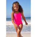 Bright Pink - Front - Mountain Warehouse Girls Sporty One Piece Swimsuit