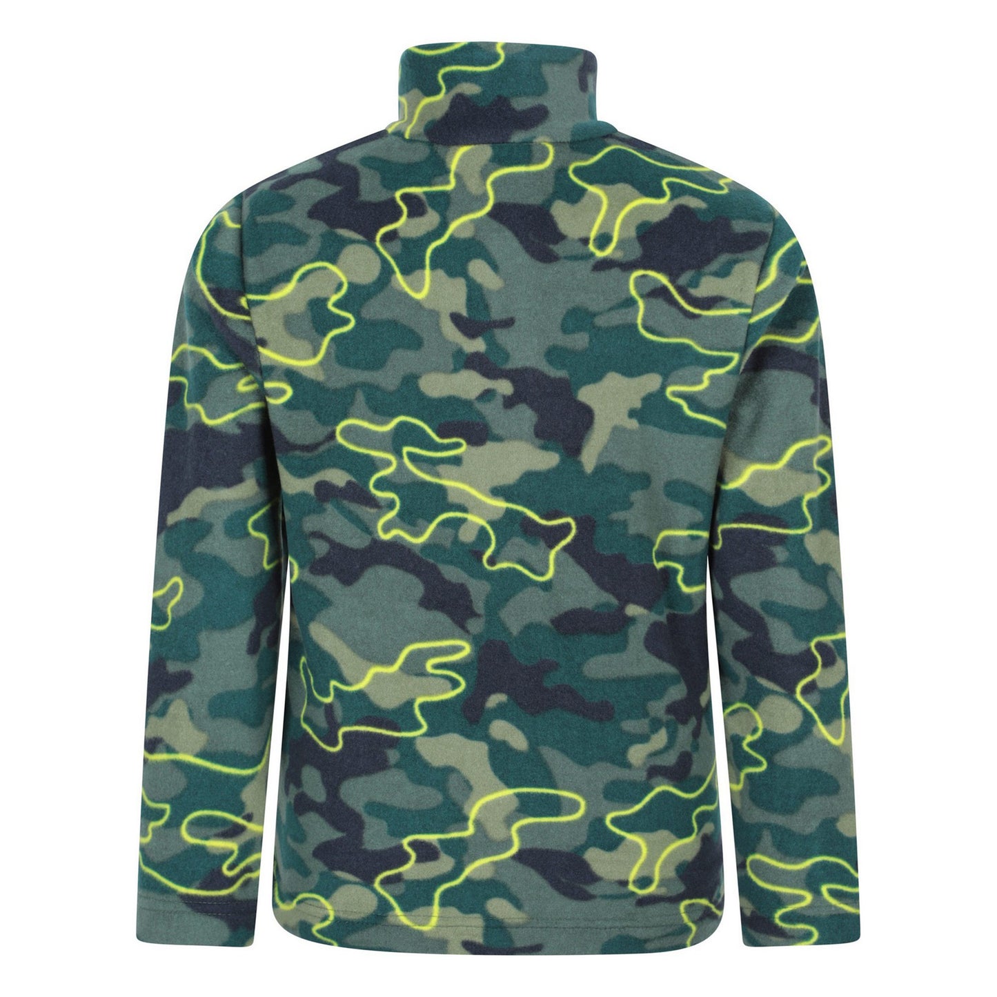 Lime - Back - Mountain Warehouse Childrens-Kids Pursuit Camouflage Half Zip Fleece Top
